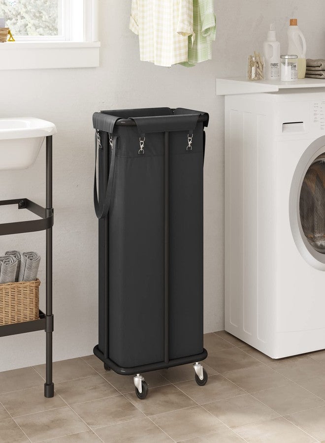 WOWLIVE 100L Rolling Laundry Hamper with Wheels Large Laundry Basket Organizer Laundry Cart with Steel Frame and Removable Bag Foldable Tall Dirty Clothes Hamper Dorm Room Storage for Bedroom (Black) - Image 2